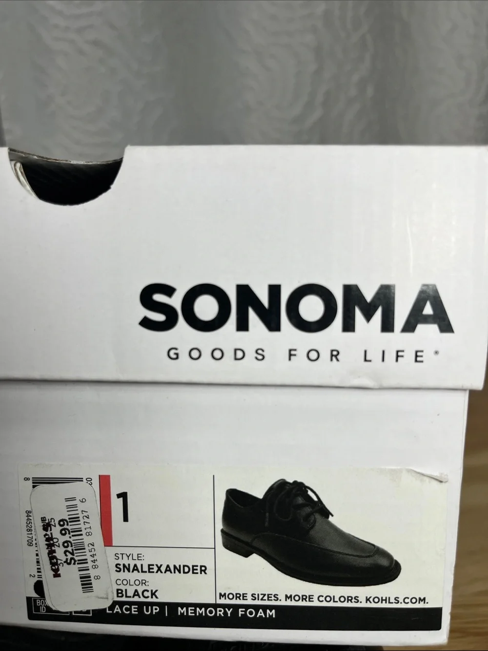 Sonoma Boys Black Lace Up Dress Shoes Memory Foam SNALEXANDER Size 1 Youth